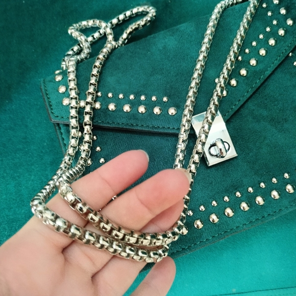 Teal Faux Suede Stud Sling Bag - Picture 14 of 16